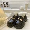 Sapatos Pequenos de Couro Estilo Britânico para Mulheres, Mocassins 2026 Novos Casuais Versáteis Slip-On Jk Sapatos Femininos de Solado Grosso Mocassins para Mulheres