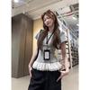 Gentle Sweet Girl Style Design Sense Lace Stitching Camiseta de manga curta feminina primavera pequena branca slim-fit slim-fit top