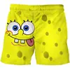 Shorts Bob Esponja estampa digital 3D shorts de verão calça de praia unissex casual e-commerce transfronteiriço 202626