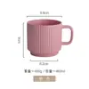 460ml Cerâmica Cor Sólida Listra Vertical Embossado Café Leite Água Copo Caneca Empilhável Grande Capacidade Liling