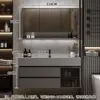 Juego de Gabinete de Baño de Madera Maciza Integrado con Roca, Lavabo Minimalista Moderno, Espejo de Lavabo, Lavabo de Tocador de Baño