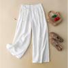 Pantalones Anchos de Algodón Nuevo 2025 Primavera y Verano para Mujer Delgados para Ir al Trabajo Sencillos de Pierna Recta Pantalones Recortados Artísticos de Color Sólido para Mujer