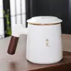 Copo de Água Cor de Jade com Separação de Água e Chá, Copo de Escritório, Copo de Cerâmica para Infusão de Chá, Caneca Personalizada, Porcelana Branca de Grande Capacidade