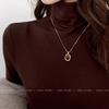 Collar de Suéter Ámbar Apilado Oro Accesorios de Otoño e Invierno para Mujer Lujo Accesible Nicho de Alta Gama Cadena de Suéter de Piedra Ojo de Tigre