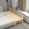 Cama de solteiro alargada com grade de segurança para crianças, de madeira maciça, com emendas, estrutura de cama de pinho, pode ser personalizada, cama grande estendida