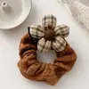 Scrunchie Xadrez Floral da Moda Doce Prendedor de Rabo de Cavalo Coque Infantil Acessório de Cabelo Fofo Versátil