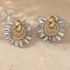 Brincos de Cristal Colorido Flor de Sol Europeus e Americanos Transfronteiriços Leve Luxo Brincos de Tarraxa High-end Moda Novos Brincos Versáteis para Mulheres