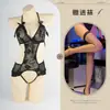 Body de Renda Puro Desejo Sexy com Abertura no Entrepernas Sem Tirar Tentação Peito Pequeno Uniforme Pijama Body de Renda Roxo Feminino