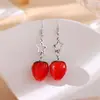 Pendientes Colgantes de Fresa Artificial Creativos Europeos y Americanos con Forma de Estrella, Pendientes Divertidos Retro Dulces de Fruta, Regalo