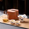 Grasa jade cubierta flotante cuenco juego de té de viaje traje juego de té kung fu de cerámica taza para invitado rápido actividad de hotel al aire libre regalo