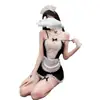 Qian Nai Roupa Íntima Sexy Vestido de Empregada Tentação Pura Sexy Conjunto Pijama Uniforme de Empregada Perspectiva Alça Feminino 1104