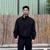 Chaqueta de vuelo blanca deconstruida estilo americano para hombre, cortavientos con cuello alto para exteriores de otoño, chaqueta funcional de trabajo de marca moderna