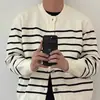 Estilo Ligero Maduro Ropa de Abrigo para Hombre Otoño e Invierno Cárdigan de Punto Rayado Preppy Simple de Punto Casual Clásico de Moda Casual
