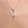 Collar Retro Corazón de Mago Deseo Serie Tarot Carta Amor para Mujer Cadena Clavícula Estilo Dulce Delgado Brillante con Pedrería