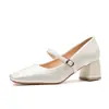 Zapatos de Tacón Alto Mary Jane 2026 Primavera y Verano Nuevos Franceses de Punta Cuadrada Tacón Grueso Cómodos para Viajar de Diario Boca Baja Zapatos de Novia para Mujer
