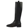 Versión de piel de vaca de las botas largas pequeñas estilo Chanel para mujer, botas de jinete estilizadas, botas altas con cremallera trasera plana, botas Chelsea, botas largas