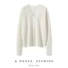 Suéter de Cachemira para Mujer 100% Cachemira Pura Otoño e Invierno 2025 Nuevo Cuello en V Chaqueta de Punto Cálida Suéter Negro Cárdigan Top