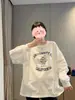 Camiseta de Manga Longa com Estampa de Urso de Desenho Estilo Americano Feminina Outono Nova Solta Camada Base Versátil Tendência