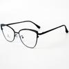 Montura de Gafas Metálica de Moda con Diamantes para Cejas Miopía Hombres y Mujeres Viajero Ojo de Gato Negocios Anti-luz Azul Espejo Plano