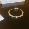 Pulsera de Rhinestone y Circonita de Doble Capa para Exportación en Vivo, Nueva Cruzada Ins, Novia, Ajustable, Pulsera Abierta de Cristal