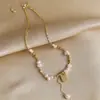 Collar de Perlas con Cuentas, Estilo Francés, Exquisito y de Alta Gama, Cadena Ligera de Lujo para la Clavícula, Nicho, Collar Simple y de Moda para Mujer