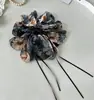 Nuevo Clip para Coleta de Pelo con Estampado Floral Tinta China para Mujer, Nuevo Clip de Cinta de Gama Alta para Cola de Caballo, Pinza de Tiburón para la Parte Posterior de la Cabeza