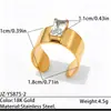 Anillo de Acero Titanio Chapado en Oro de Lujo Ligero Estilo Francés para Mujer, Superficie Ancha, Superficie Lisa, Anillo de Circonita Incrustado con Diamantes, Joyería de Acero Inoxidable de Gama Alta para Mujer