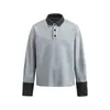 SANHOMME Camisa Polo Patchwork Estilo College Americano Tendência Jaqueta Primavera e Outono Top Unissex Moletom Gola Lapela 6081