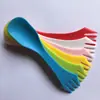 Suministro de fábrica cuchillo, tenedor y cuchara de plástico tres en uno vajilla doble cabezal multifuncional vajilla creativa para exteriores portátil cuchara