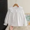 Camisa de algodão para meninas, camisa de outono para meninas, camisa de algodão branca para meninas, camisa de primavera para crianças pequenas