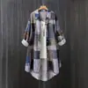 Jaqueta Camisa Xadrez Transfronteiriça, Corte Solto, Primavera e Outono, Tamanho Grande, Casual, Valoriza a Silhueta, Moderna, Manga Longa, Camisa Protetora do Sol