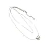 Cadena para Clavícula Elegante Minimalista Estilo Japonés y Coreano Collar de Corazón Doble Capa Irregular de Plata de Ley S925 Diseño Suave y Elegante