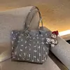 2026 Nuevo de Moda Estilo Coreano Diseño de Nicho Lazo Bolso de Lona Bolso de Hombro Único para Mujer Bolso de Compras Plegable