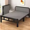 Cama de acero y madera para un solo ocupante, cama sencilla, esencial para la siesta, cama de campaña plegable, cama para siesta en dormitorio, cama con estructura de hierro para adultos