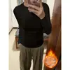 Algodón Puro/De Rong/Terciopelo de Zorro Plateado Compuesto Camiseta de Manga Larga Gruesa Otoño e Invierno Camiseta Interior Base para Mujer Top de Hombro Normal
