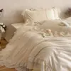 Nuevo Juego de Funda Nórdica de Encaje Jacquard de Doble Capa de Algodón Puro Francés de 60 Hilos de Cuatro Piezas Estilo Princesa de Alta Gama Ropa de Cama de Algodón Puro para Dormitorio Principal