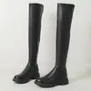 Botas Martin Amazon Cor Sólida Outono Inverno Tamanho Grande Salto Médio Botas Longas Femininas Bico Redondo Solado Grosso Antiderrapante Zíper Lateral Salto Quadrado