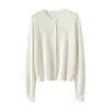 Cardigan de Punto Ligero Color Azul Claro Estilo Coreano Cuello Redondo Manga Larga para Mujer Chaqueta Exterior Pequeña Suéter Corto de Punto Otoño Venta al por Mayor