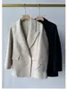 Atmósfera simple y sofisticada ~ Abrigo blazer corto de cachemir de doble cara con solapa de blazer clásica chaqueta de lana