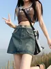 Falda Vaquera Vintage para Mujer Primavera y Otoño Nueva Talla Grande Cintura Alta Antideslizante Cadera Falda Línea A Verano