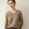 Nuevo suéter de punto de cachemira pura para otoño e invierno, jersey holgado para mujer, top básico versátil de color liso