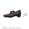 Couro Genuíno ~ Aumento de Altura de Salto Oculto de 6cm, Sapatos de Salto Baixo com Estampa de Elefante, Sapatos de Ballet Estilo Retro com Tiras Cruzadas e Sensação Fresca, Sapatos Mary Jane Femininos