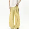 Pantalones casuales tipo workwear de dopamina de corte holgado para hombre, diseño nuevo y moderno, cintura elástica versátil, pantalones largos de retazos