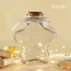 Botella de deseos de vidrio, corcho, concha marina, arena, flores secas, botella de almacenamiento, botella arcoíris, botella vacía a la deriva, estrella de la suerte de origami