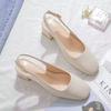 Sandalias Vacías Baotou para Mujer Verano Tacón Medio para Exterior 2025 Nuevo Estilo Coreano Tacón Grueso Medios Zapatos Tacones Altos para Mujer