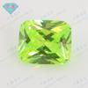 Huagang gema retangular chanfrada maçã verde zircão pedra nua pequena octogonal pontiaguda fruta verde pedra branca anel CZ