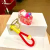 Chaveiro de copo de chá de leite com bolhas brilhantes de óleo pingente fofo de areia movediça líquida acessórios para mochila pequenos presentes atacado