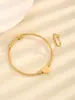 Collar de Corazón de Acero de Titanio con Números Romanos y Pulsera Abierta de Oro Real de 18K para Mujer Gama Alta