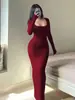 Nuevo Vestido de Mujer 2025 Europeo y Americano Transfronterizo Otoño e Invierno Ajustado Largo Bodycon Cola de Pez