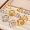 Anillo de Acero Inoxidable con Personalidad Geométrica de Moda Oro de 18K y Plata Anillo Abierto Acero de Titanio No se Desvanece Joyería Transfronteriza